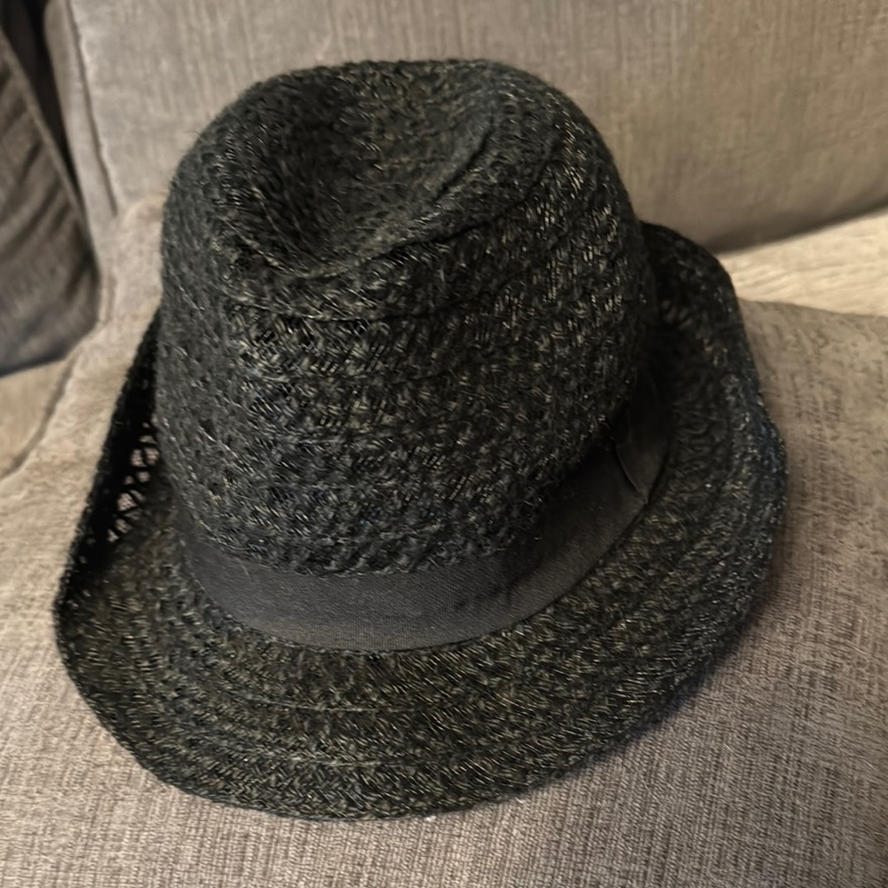 Black Woven Fedora Hat - Lightweight Summer Style